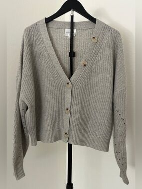 ✨ NWOT! Line & Dot Oversized Cardigan | Oatmeal Open-Knit Button Front | XL